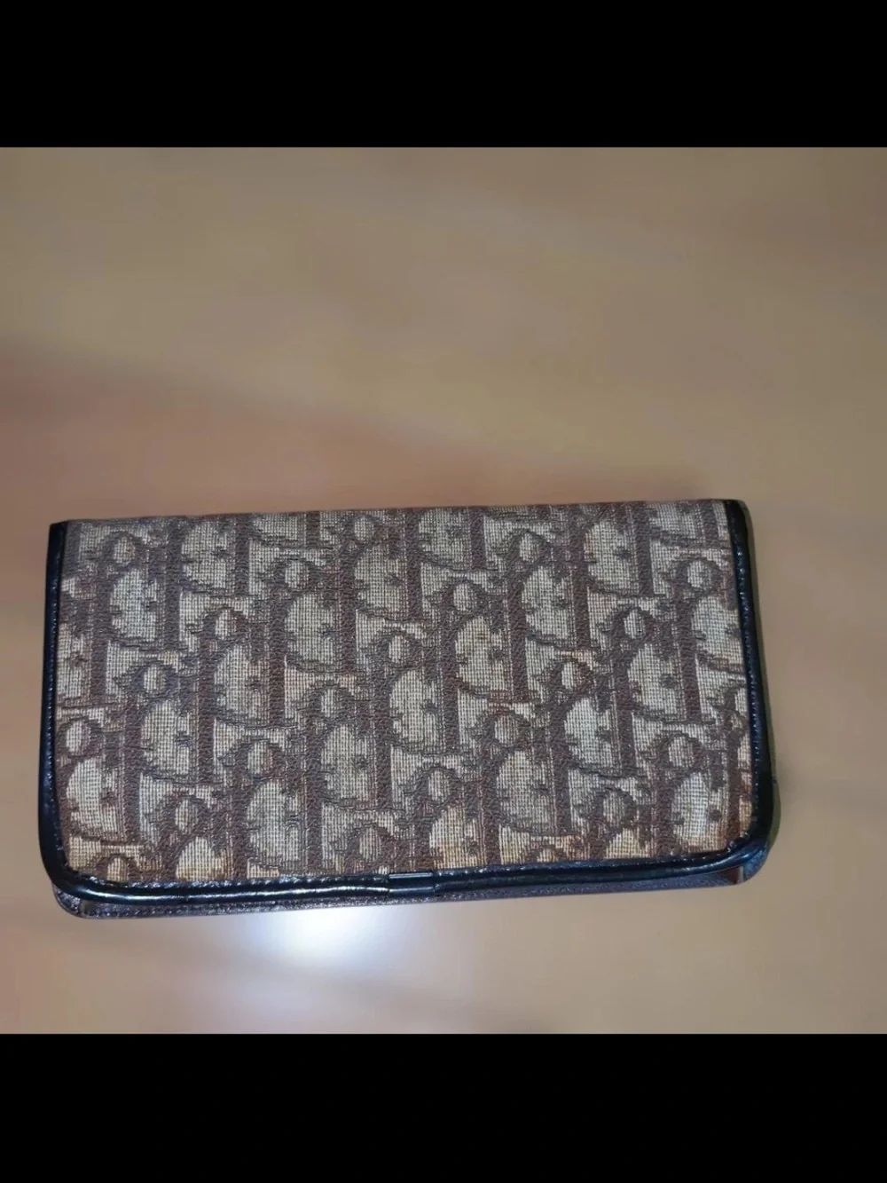Dior Brown Monogram Canvas Leather Trim Clutch Wallet
